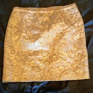 Ann Taylor LOFT Metallic Gold Floral Skirt
